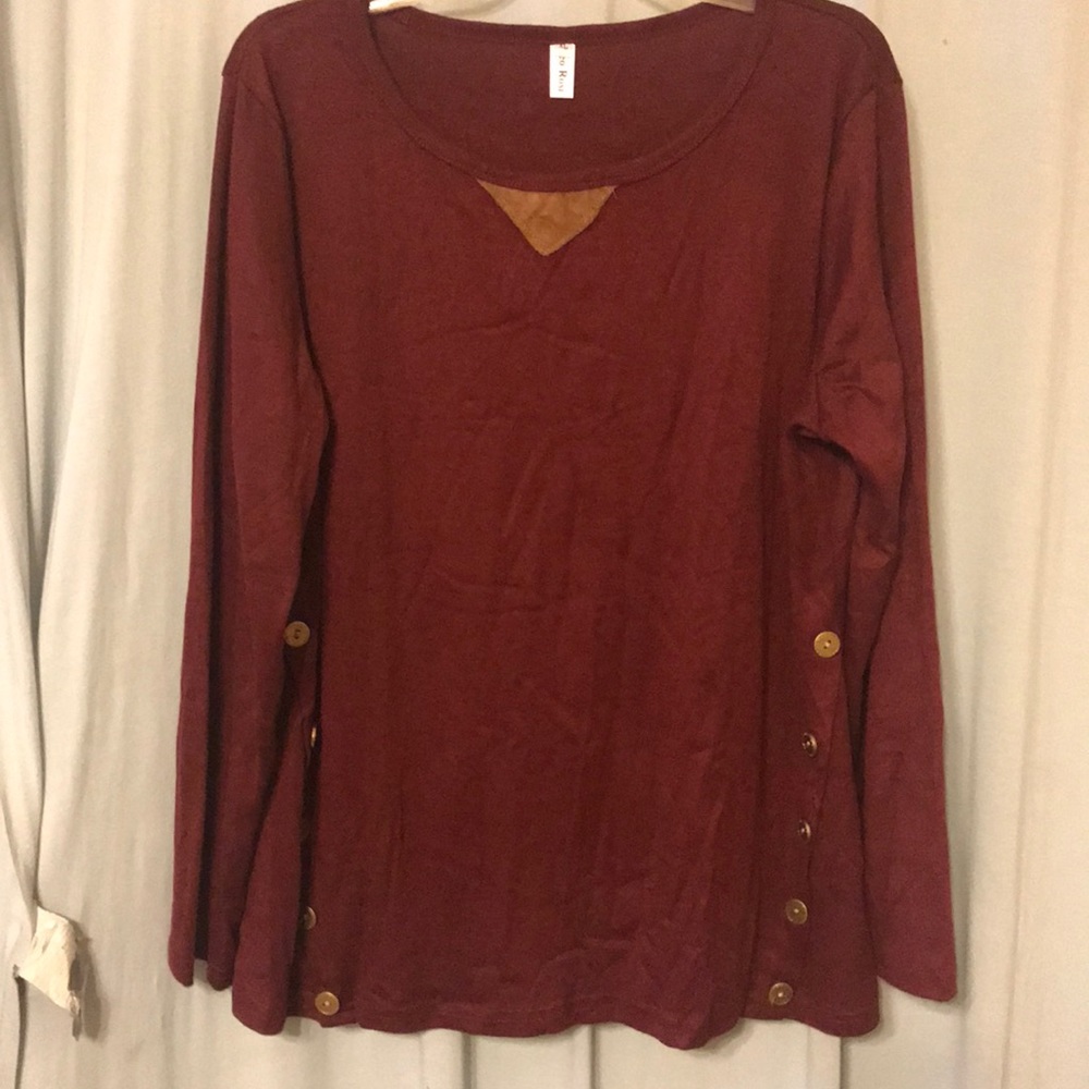 Leo Rosi long sleeve blouse size XL wine Color